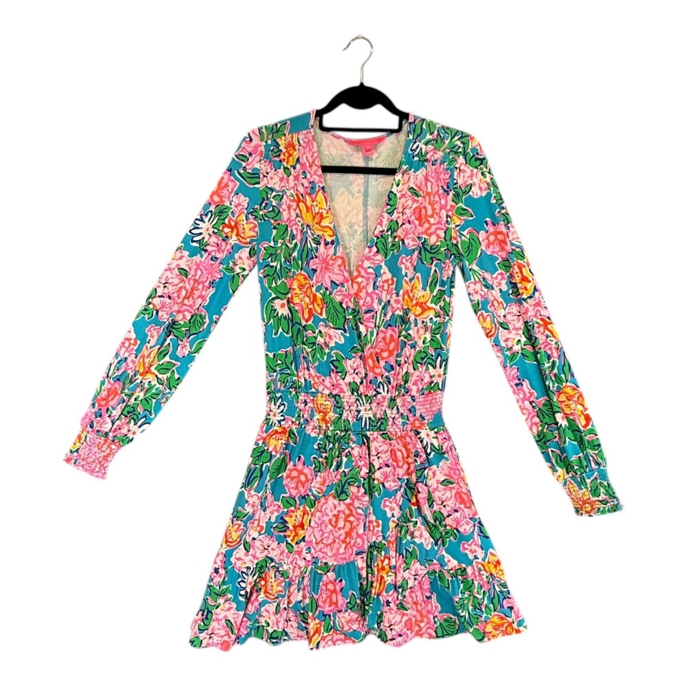 Lilly Pulitzer Womens Small Etta Romper Floral Chilly Lilly Skort Dress Coastal
